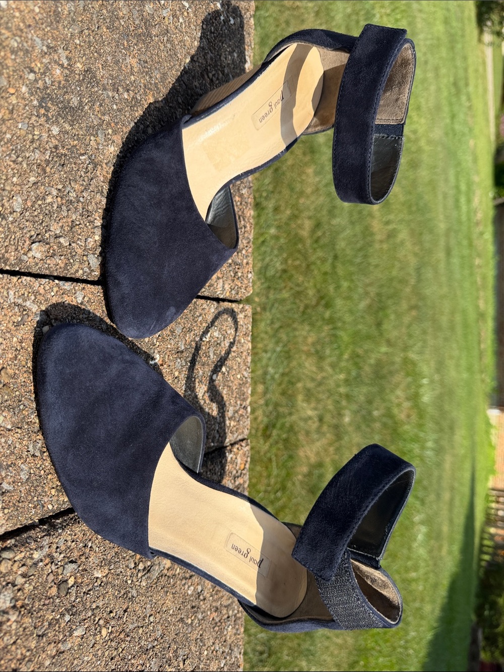 Paul Green Navy Suede D'Orsay Ankle-Strap Heels